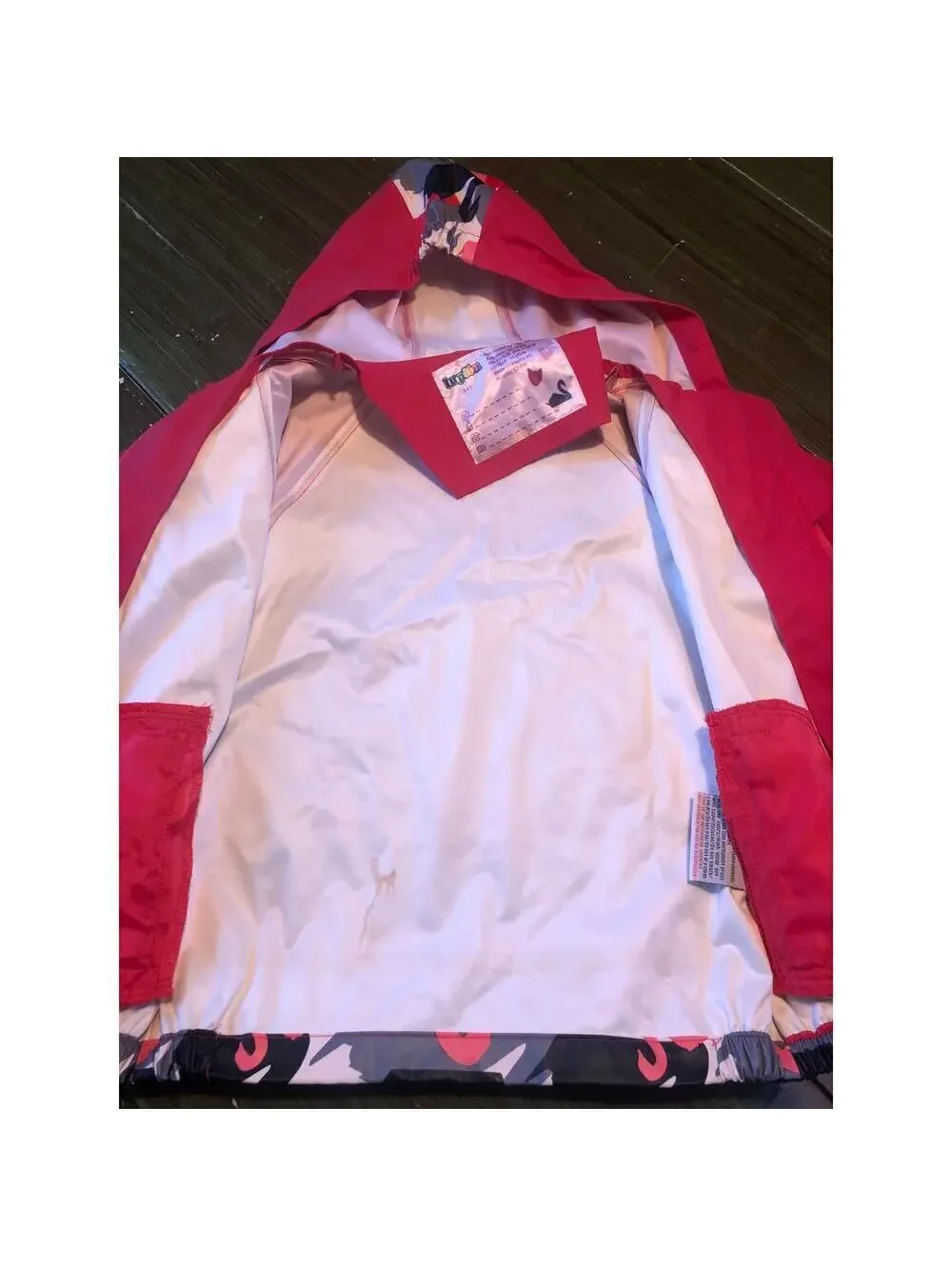 Lupilu NWOT Girl's Pink Swan Hooded Rain Jacket - Size 2-4 Years